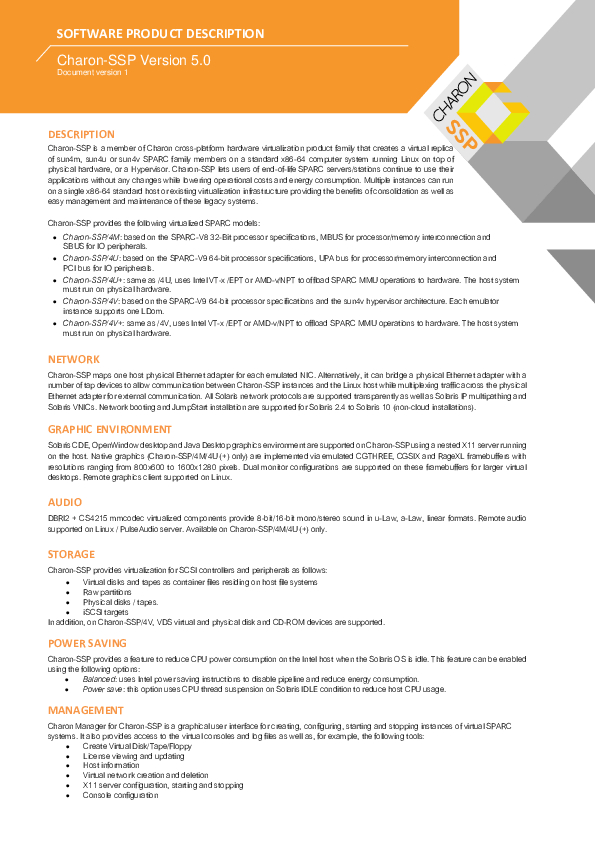 Charon-SSP Data Sheet