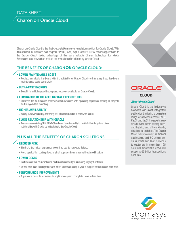 Charon on Oracle Cloud Data Sheet