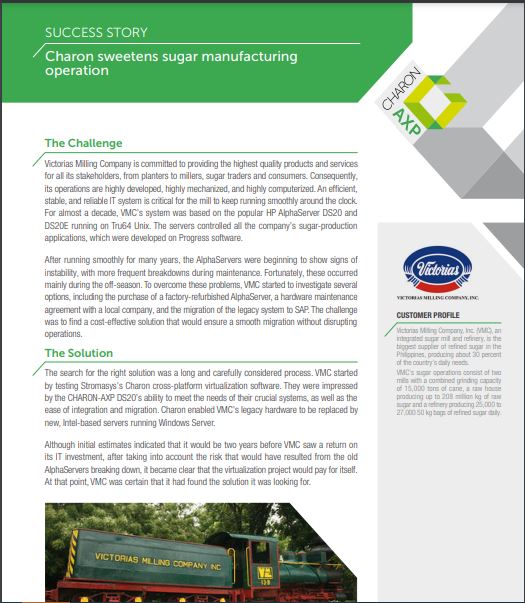 Charon sweetens sugar manufacturing operation